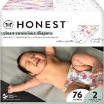 The Honest Company Clean Conscious Diapers | Plant-Based, Sustainable | Classic Stripes + Feeling Nauti | Super Club Box, Size 3 (16-28 lbs), 136 Count